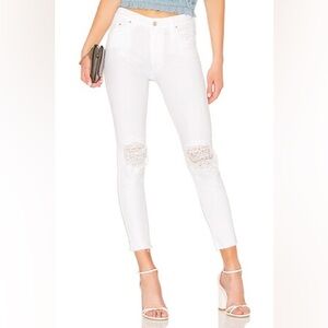 MOTHER High Waisted Looker Ankle Fray Little Miss Lacey White Jeans Size 26